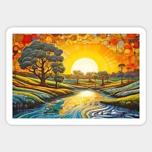 Countryside Concept Abstract Colorful Scenery Painting Magnet